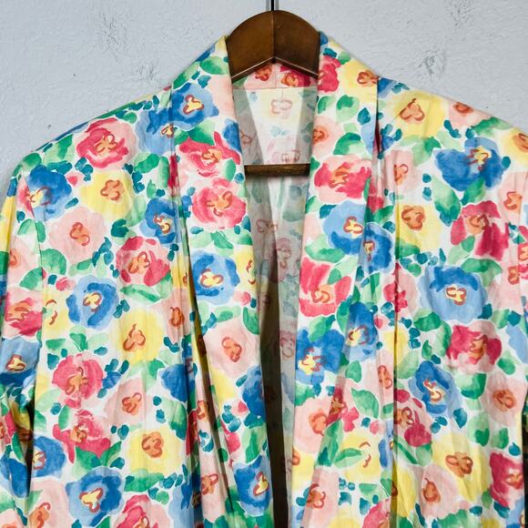 Vintage Handmade Floral Blazer Jacket Light Oversized Pastel Spring - XL - Picture 2 of 5